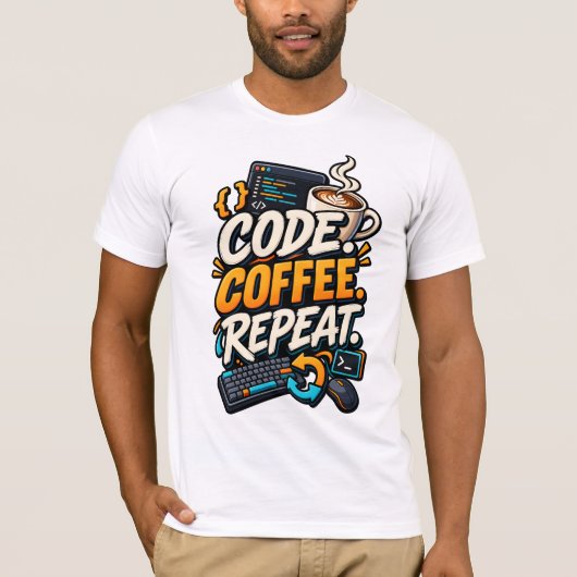 Code Coffee Repeat Tシャツ (正面)