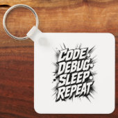 Code Debug Sleep Repeat キーホルダー (正面)