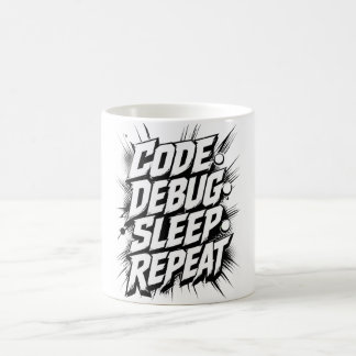Code Debug Sleep Repeat | プログラマー コーディング コーヒーマグカップ