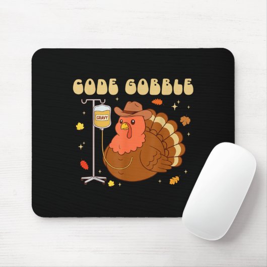 Code Gobble Funny Thanksgiving Nurse Rn Cna Medica マウスパッド (マウス)