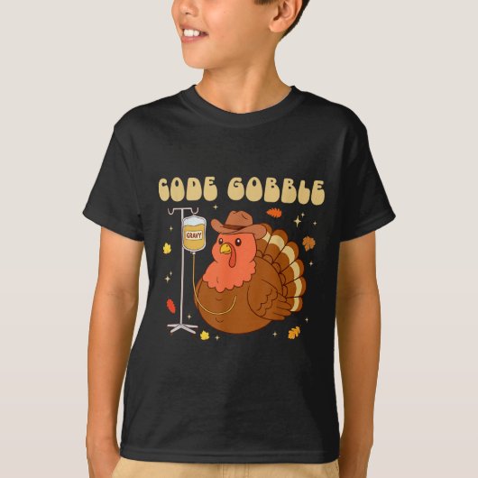 Code Gobble Funny Thanksgiving Nurse Rn Cna Medica Tシャツ (正面)