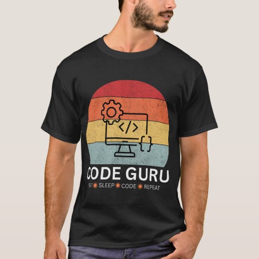 Code Guru - Eat, Sleep, Code, Repeat Tシャツ (正面)