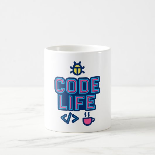 CODE LIFE Mug – For Programmers Who Debug Coffee コーヒーマグカップ (中央)