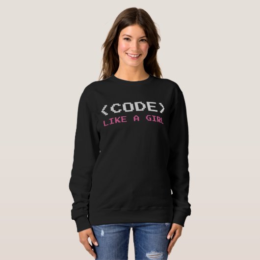 Code Like A Girl Programmer Computer Science スウェットシャツ (正面フル)