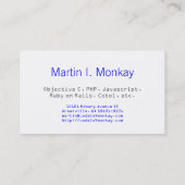 Code Monkey Javascript 名刺 (裏面)