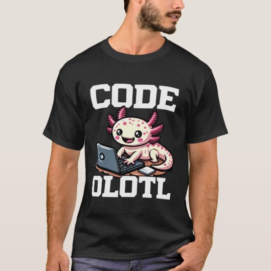 Code Olotl Funny Axolotl Programmer 1 Tシャツ (正面)