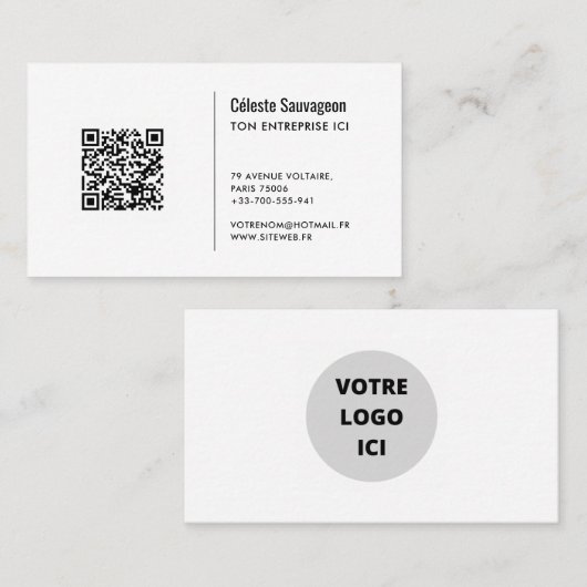 Code QR - Modèle de carte de visite 名刺 (正面/裏面)