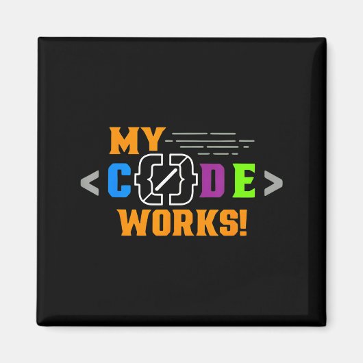 Code works funny programmer coding software マグネット (正面)