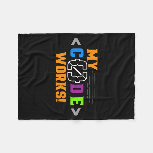 Code works funny programmer coding softwareCode wo フリースブランケット (正面(横))