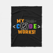 Code works funny programmer coding softwareCode wo フリースブランケット (正面)
