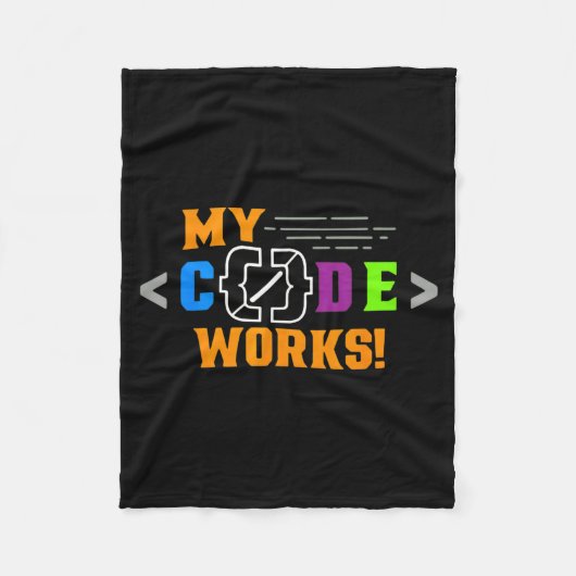 Code works funny programmer coding softwareCode wo フリースブランケット (正面)
