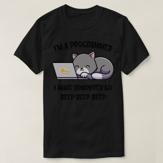 Coder Catプログラマーおもしろいコンピュータ科学者 Tシャツ (デザイン正面)