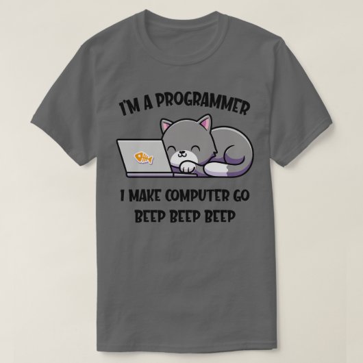 Coder Catプログラマーおもしろいコンピュータ科学者 Tシャツ (デザイン正面)