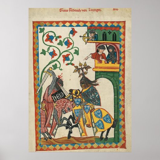 Codex Manesse Graf Friedrich von Leiningen ポスター (正面)