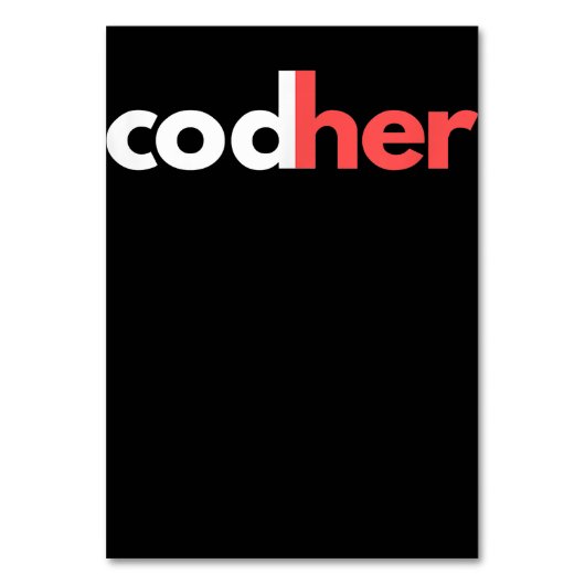Codher Girl Programmer Women Stem Engineer愛好家 テーブルナンバー (正面)