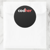 Codher Girl Programmer Women Stem Engineer愛好家 ラウンドシール (バッグ)