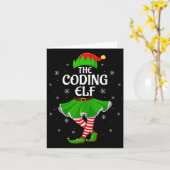 Coding Elf Christmas Family Girls Women Elf Squad カード (黄色い花)