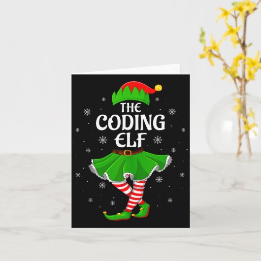 Coding Elf Christmas Family Girls Women Elf Squad  カード (黄色い花)