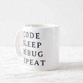 Coding Gift Mag – コードスリープデバッグリピートMag コーヒーマグカップ (正面左)
