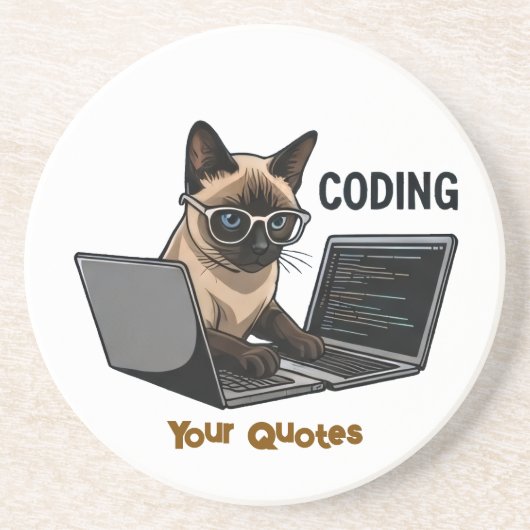 Coding Siamese Cat Cartoon コースター (正面)