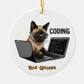Coding Siamese Cat Cartoon セラミックオーナメント (正面)