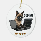 Coding Siamese Cat Cartoon セラミックオーナメント (左)
