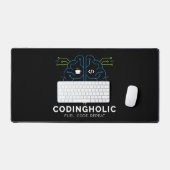 Codingholic Tech Brain Dark Programmer & Coders デスクマット (キーボード&マウス)