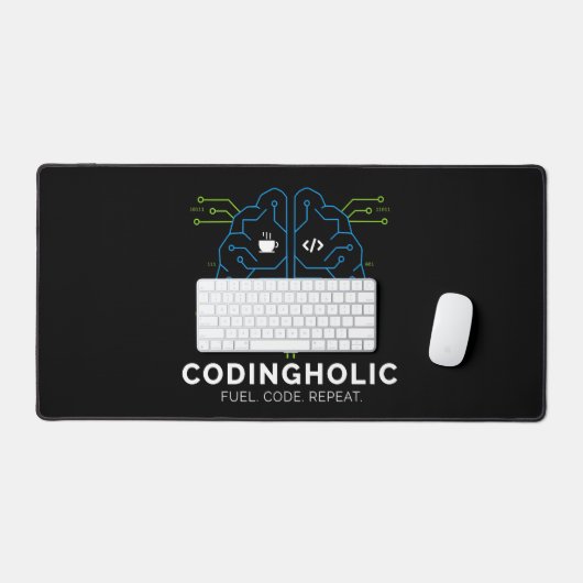 Codingholic Tech Brain Dark Programmer & Coders デスクマット (キーボード&マウス)
