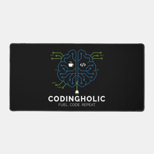 Codingholic Tech Brain Dark Programmer & Coders デスクマット (正面)