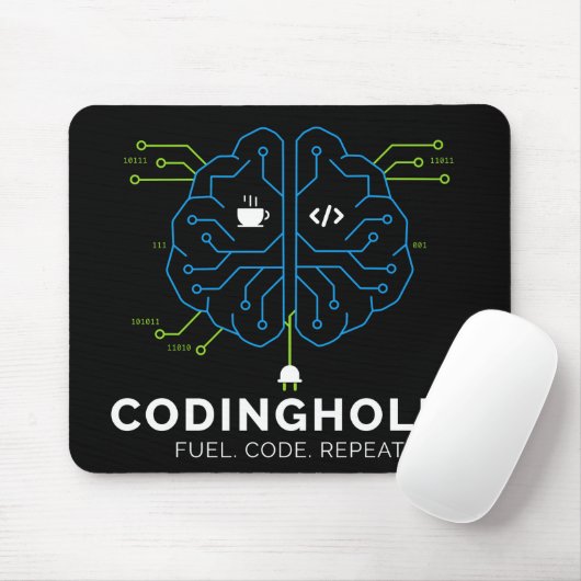 Codingholic Tech Brain For Developers Dark マウスパッド (マウス)
