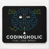 Codingholic Tech Brain For Developers Dark マウスパッド (正面)