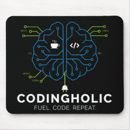 Codingholic Tech Brain For Developers Dark マウスパッド
