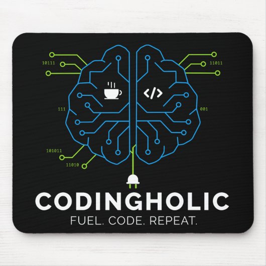 Codingholic Tech Brain For Developers Dark マウスパッド (正面)