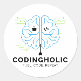 Codingholic Tech Brain Programmer ラウンドシール