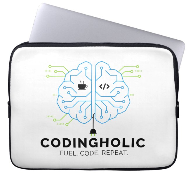 Codingholic Tech Brain Programmer | Developer ラップトップスリーブ (正面)