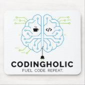 Codingholic Tech Brain Programmer | Developer Gift マウスパッド (正面)