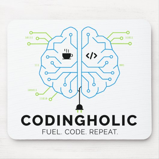 Codingholic Tech Brain Programmer | Developer Gift マウスパッド (正面)