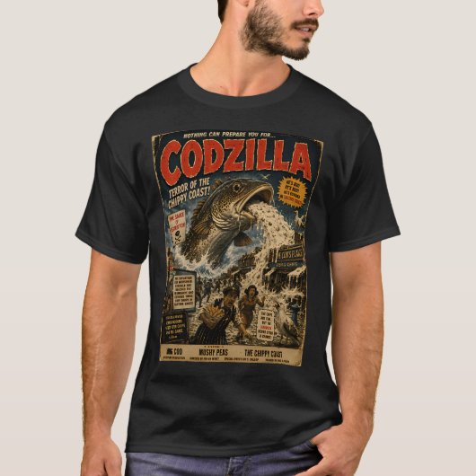 Codzilla+チップコーストの恐怖 魚と tシャツ (正面)