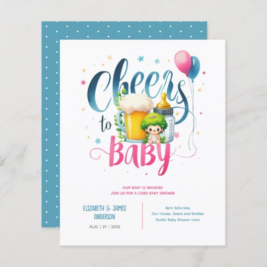 COEDベビー醸造ビールボトルカップルのシャワー (正面/裏面)