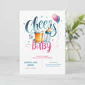 COEDベビー醸造ビールボトルカップルのシャワー 招待状 (スタンド正面)