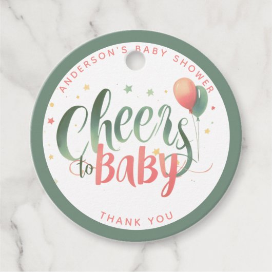 COED応援ベビーセージ桃ボトルブルズシャワー フェイバータグ (正面)