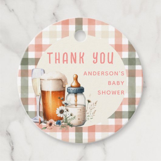 COED応援ベビーセージ桃ボトルブルズシャワー フェイバータグ (正面)