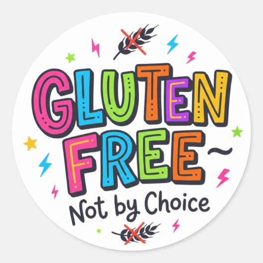 Coeliac Awareness Gluten Free Not By Choice Colour ラウンドシール (正面)