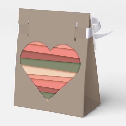 Cœur Amour Rayures Jour de la Saint-Valentin フェイバーボックス (裏面サイド)