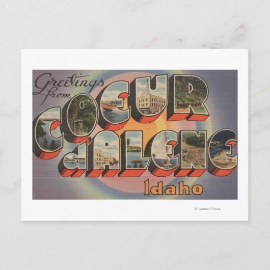 Coeur d'Alene, Idaho – 大文字場面 ポストカード (正面)