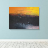 Cœur de Coucher de Soleil Peinture Abstraite キャンバスプリント (インサイチュ (ウッドフロア))