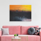 Cœur de Coucher de Soleil Peinture Abstraite キャンバスプリント (インサイチュ (リビング))