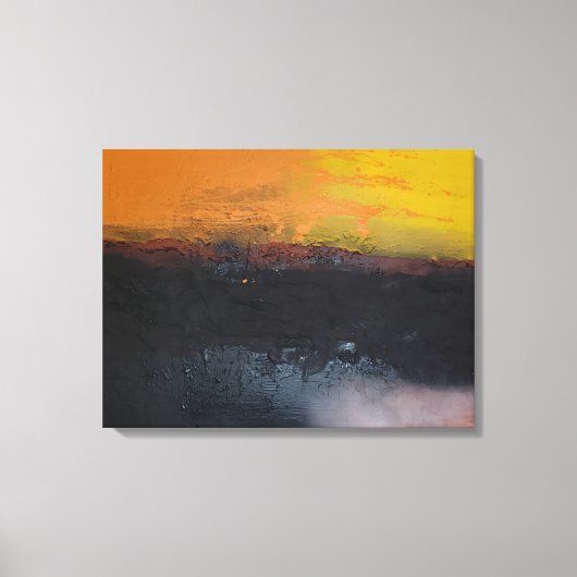 Cœur de Coucher de Soleil Peinture Abstraite キャンバスプリント (正面)