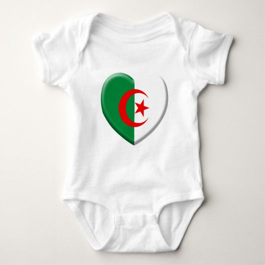 Coeur drapeau Algérie love ベビーボディスーツ (正面)