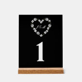 Cœur floral noir et blanc en acrylique mariage アクリルサイン (正面)